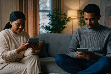 People using digital wellness apps