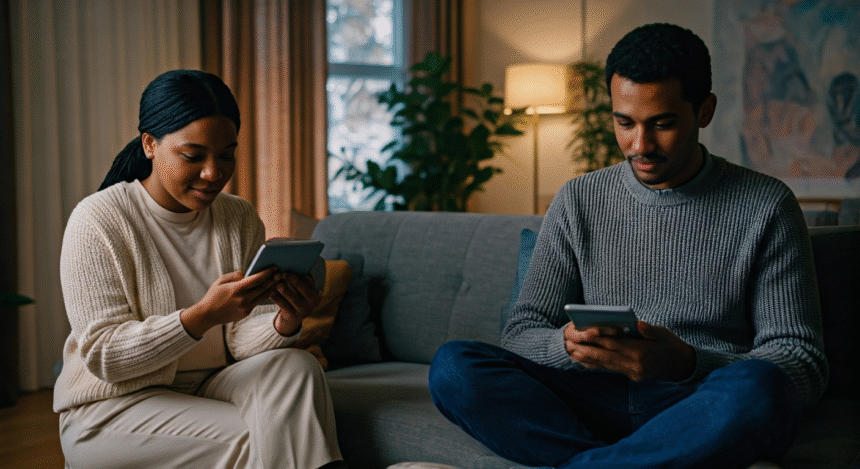People using digital wellness apps